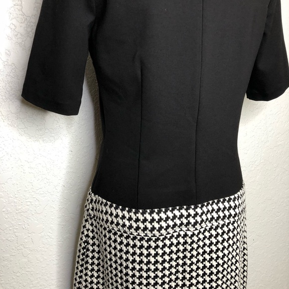 WHBM black white drop waist houndstooth skirt dress size 8 - Picture 13 of 16